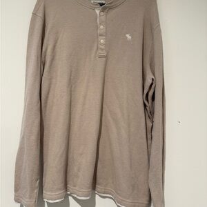 Abercrombie and Fitch VTG Beige Waffle Henley Shirt Sz XXL